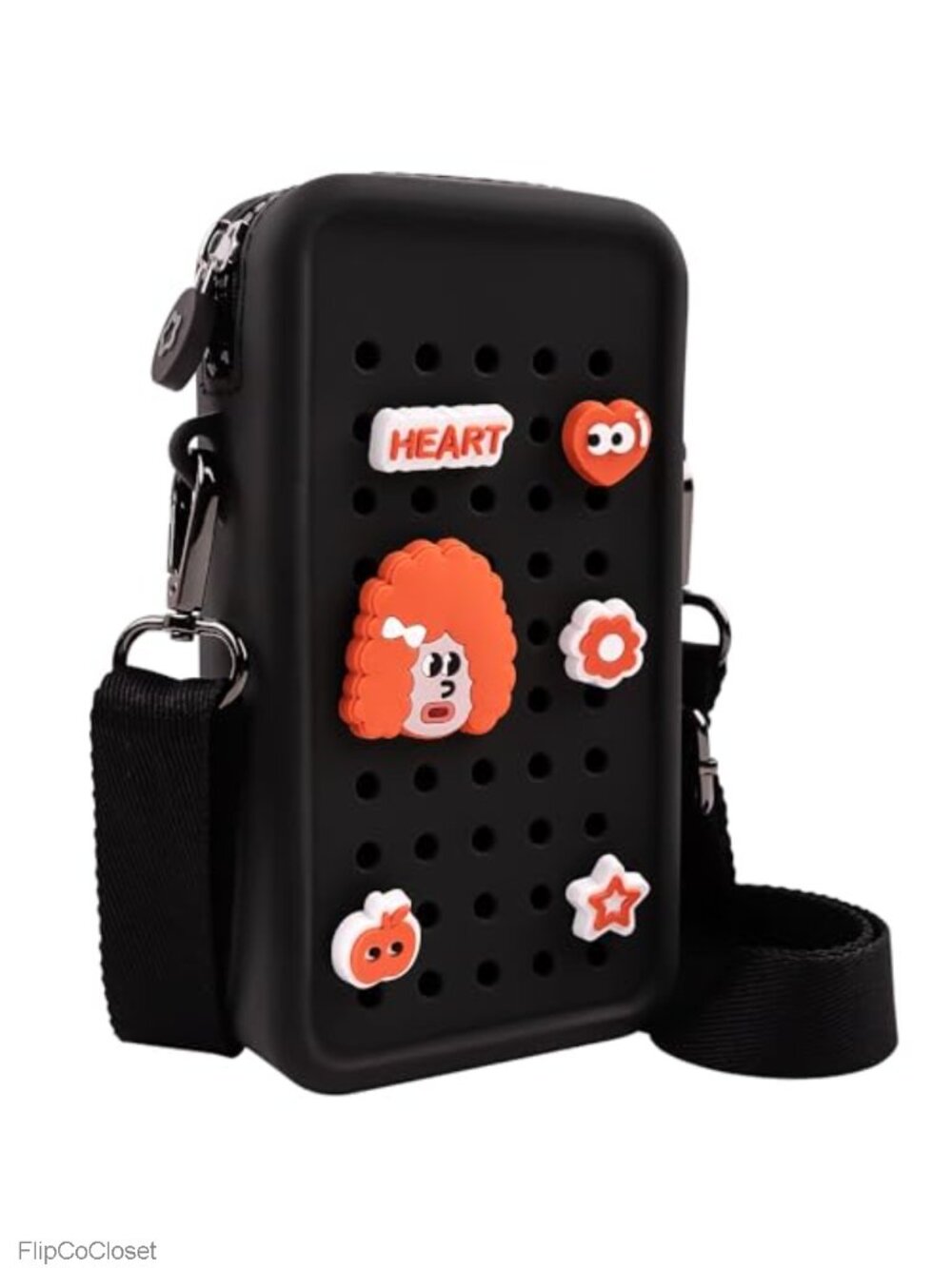 Small Crossbody Bag with Wide Shoulder Strap and Larger Holes for Charms -